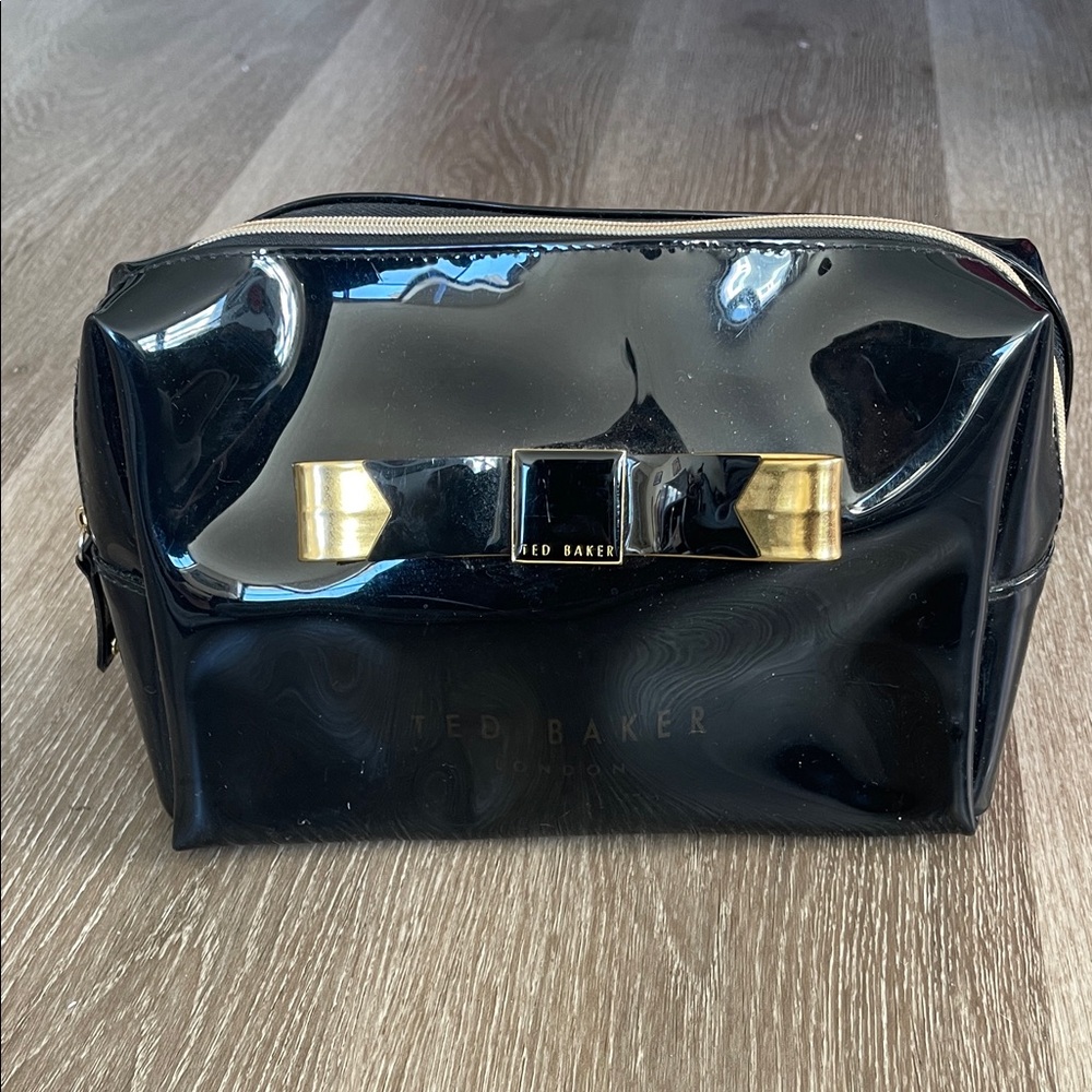 Ted Baker Glossy Black & Gold Cosmetic Bag